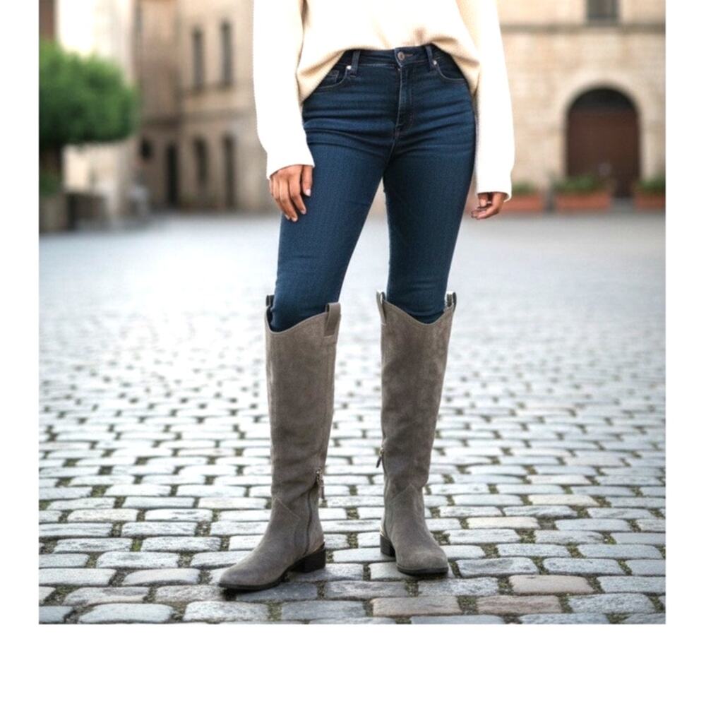 Womans Suede Knee High Boots Riding Boot‎ LOUISE ET CIE GY Size 7.5  Grey/Brown